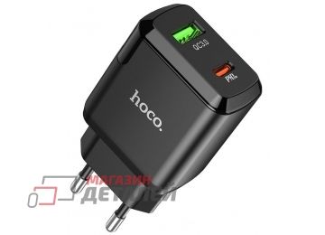 Блок питания (сетевой адаптер) HOCO N5 Favor 1xUSB, 1xUSB-C, 3А, PD20W, QC3.0 черный