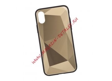Защитная крышка "LP" для iPhone X "Diamond Glass Case" (золотой бриллиант/коробка)
