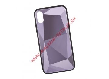 Защитная крышка "LP" для iPhone X "Diamond Glass Case" (фиолетовый бриллиант/коробка)