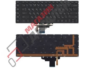 Клавиатура для ноутбука HP Omen 15-5000 черная без рамки с подсветкой, плоский Enter