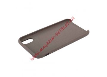 Защитная крышка для iPhone Xs Leather Сase кожаная (серая, коробка)