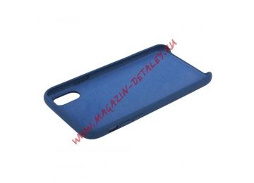 Защитная крышка для iPhone Xs Leather Сase кожаная (синяя, коробка)