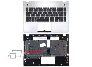 Клавиатура (топ-панель) для ноутбука Asus N46VZ N46V N46VM черная с серым топкейсом