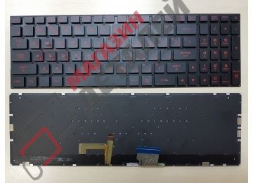 Клавиатура для ноутбука Asus GL702VI черная с красными символами и подсветкой