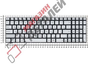 Клавиатура для ноутбука Asus N550 серебристая с подсветкой
