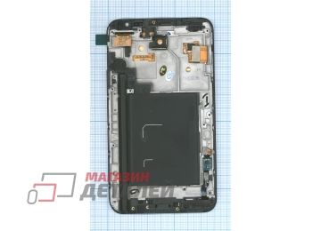 Дисплей (экран) в сборе с тачскрином для Samsung Galaxy Note 1 GT-N7000 черный с рамкой