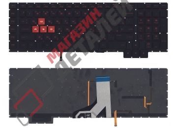 Клавиатура для ноутбука HP Omen 17-AN000 черная с подсветкой, красные символы
