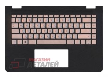 Клавиатура (топ-панель) для ноутбука HP Pavilion 14-BA серая с черным топкейсом