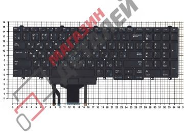 Клавиатура для ноутбука Dell Latitude E5550 E5570 черная без рамки с подсветкой, плоский Enter