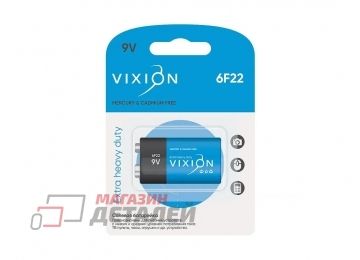 Батарейка Vixion солевая 9V Крона 6F22 комплект 1шт, в блистере