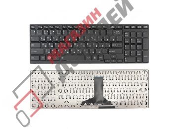 Клавиатура для ноутбука Toshiba A660, A665, X770 черная с черной рамкой без подсветки, горизонтальный Enter