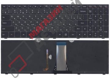 Клавиатура для ноутбука Lenovo IdeaPad G50-70 Z50-70 черная с черной рамкой и подсветкой