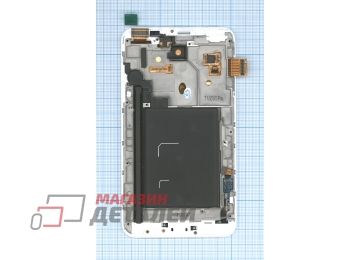 Дисплей (экран) в сборе с тачскрином для Samsung Galaxy Note 1 GT-N7000 белый с рамкой