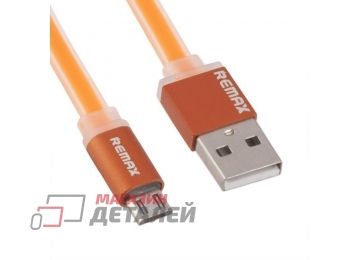 USB Дата-кабель Remax Micro USB плоский с золотым коннектором 1м (оранжевый)
