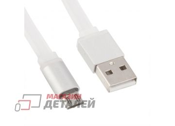 USB Дата-кабель Remax Micro USB плоский с золотым коннектором 1м (белый)