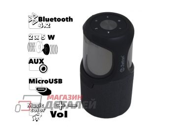 Bluetooth колонка Zetton ZTCEBTRGBSPG6RU LED светомузыка, AUX, 2 х 5Вт серая