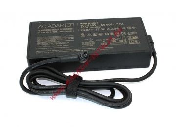 Блок питания (сетевой адаптер) для ноутбуков Asus 20V 12A 240W 6.0x3.7 мм черный, с сетевым кабелем Premium