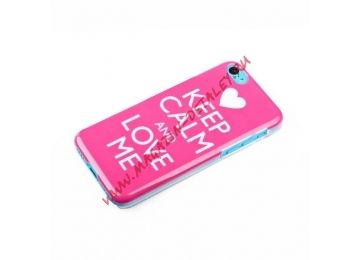 Защитная крышка ACQUA Gelly KEEP CALM and LOVE ME 49112 для Apple iPhone 5C розовая