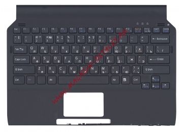 Клавиатура (топ-панель) для ноутбука Sony Vaio VGN-TT черная с черным топкейсом