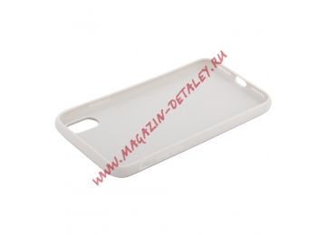 Защитная крышка для iPhone X с металлическим яблоком (серебристая/европакет)