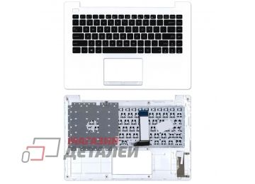 Клавиатура (топ-панель) для ноутбука Asus X453SA черная с белым топкейсом (английская раскладка)