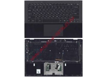 Клавиатура (топ-панель) для ноутбука Sony SVP13 черная с черным топкейсом