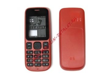 Корпус для Nokia 100 с средней частью и клавиатурой (красный)