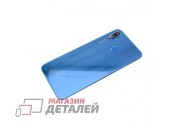 Задняя крышка аккумулятора для Huawei Nova 3e со стеклом камеры и сканером отпечатка пальца синяя Premium
