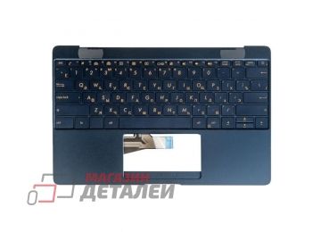 Клавиатура (топ-панель) для ноутбука Asus UX390UA черная с черным топкейсом