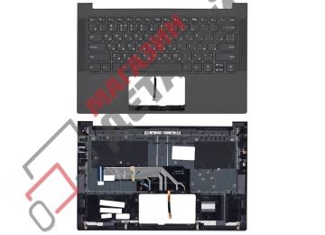 Клавиатура (топ-панель) для ноутбука Lenovo IdeaPad Yoga Slim 7-14IIL05 черная с черным топкейсом, с подсветкой