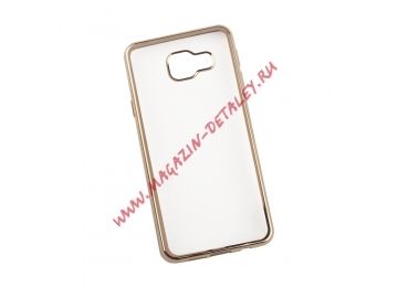 Силиконовый чехол Protective Case для Samsung Galaxy A3 2016 прозрачный с золот. хром рамкой