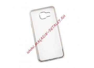 Силиконовый чехол Protective Case для Samsung Galaxy A3 2016 прозрачный с сереб. хром рамкой