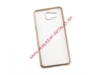 Силиконовый чехол Protective Case для Samsung Galaxy A5 2016 TPU прозрачный с золот. хром рамкой