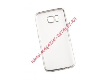 Силиконовый чехол Protective Case для Samsung Galaxy S6 Edge TPU прозрачный с сереб. хром рамкой