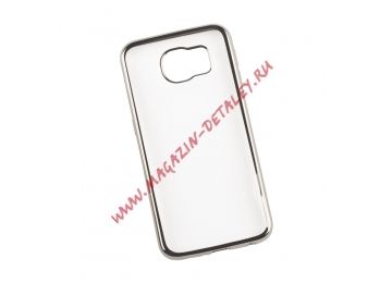 Силиконовый чехол Protective Case для Samsung Galaxy S6 TPU прозрачный с серебряной хром рамкой