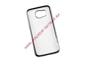 Силиконовый чехол Protective Case для Samsung Galaxy S6 TPU прозрачный с черной хром рамкой