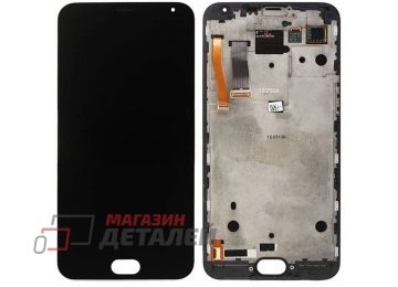 Дисплей (экран) в сборе с тачскрином для Meizu MX5 черный с рамкой