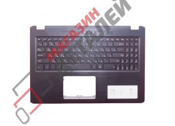 Клавиатура (топ-панель) для ноутбука Asus X570UD-1B черная c черным топкейсом без подсветки