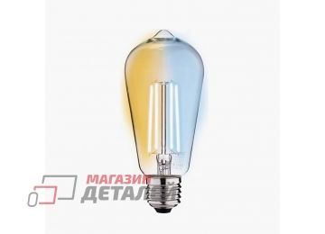Умная лампа Zetton ZTSHLBWCWE272RU LED Smart Wi-Fi Bulb ST64 E27 6Вт 2200-6500К прозрачная
