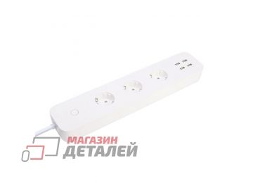 Умный сетевой фильтр-удлинитель Zetton ZTSHSPS3S4U16A1RU на 3 розетки + 4 USB вых.16А + 4,6А 1,5м белый