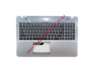Клавиатура (топ-панель) для ноутбука Asus X541UV черная c серым топкейсом