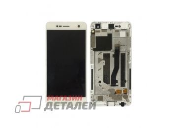 Дисплей (экран) в сборе с тачскрином для ZTE Blade V8 Mini белый с рамкой