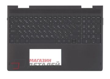 Клавиатура (топ-панель) для ноутбука HP Envy x360 15-BQ черная с черным топкейсом