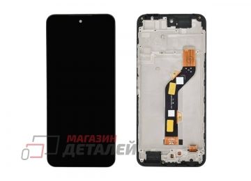 Дисплей (экран) в сборе с тачскрином для Tecno Pova Neo 3 (LH6n) черный с рамкой (Premium LCD)