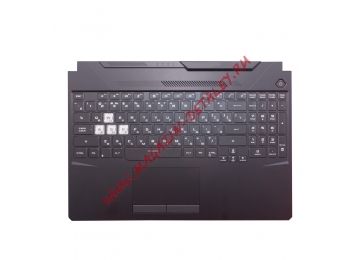 Клавиатура (топ-панель) для ноутбука Asus FA506IH, FA506II черная с черным топкейсом