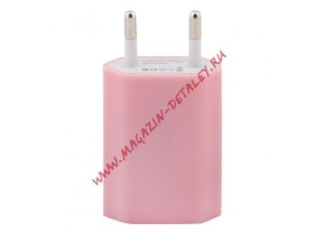 Блок питания (сетевой адаптер) с USB выходом 5V 1А розовый европакет LP