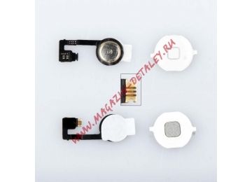 Шлейф для Apple iPhone 4S (с кнопкой Home) белый