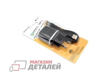 Блок питания (сетевой адаптер) BOROFONE BA36A High speed, USB-порт черный с кабелем Type-C