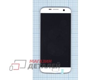 Дисплей (экран) в сборе с тачскрином для Samsung Galaxy S7 Edge SM-G935F белый с рамкой и аккумулятором