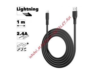 USB кабель BOROFONE BX23 Wide Power Lightning 8-pin, 1м, 2.4A, PVC (черный)